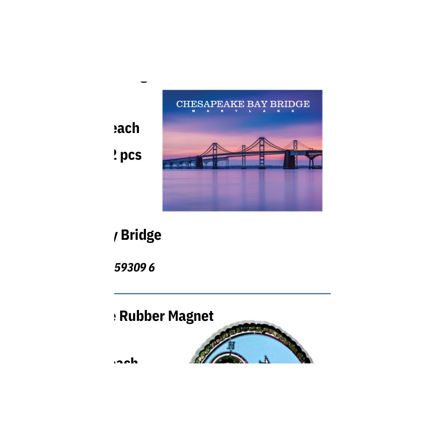 [59309] PVC EMBOSSED MAGNET CHESAPEAKE BAY BRIDGE MD W/ GOLD HIGHLIGHTS
