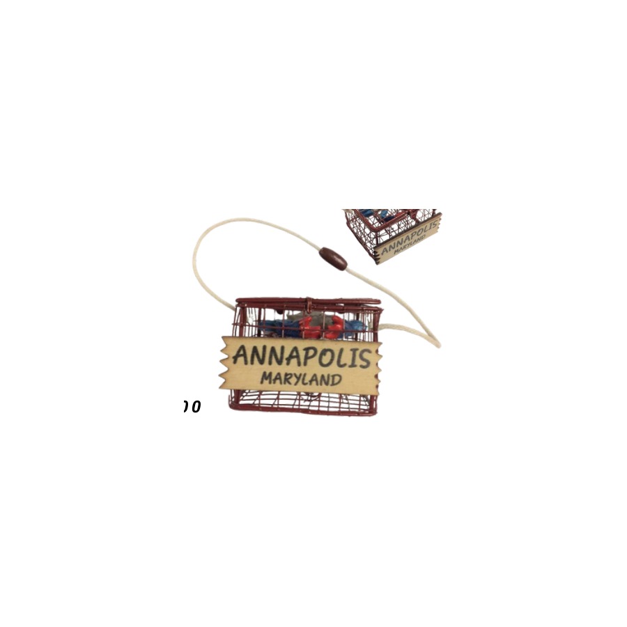 [65100] ANNAPOLIS MD CRAB POT TRAP ORNAMENT RED