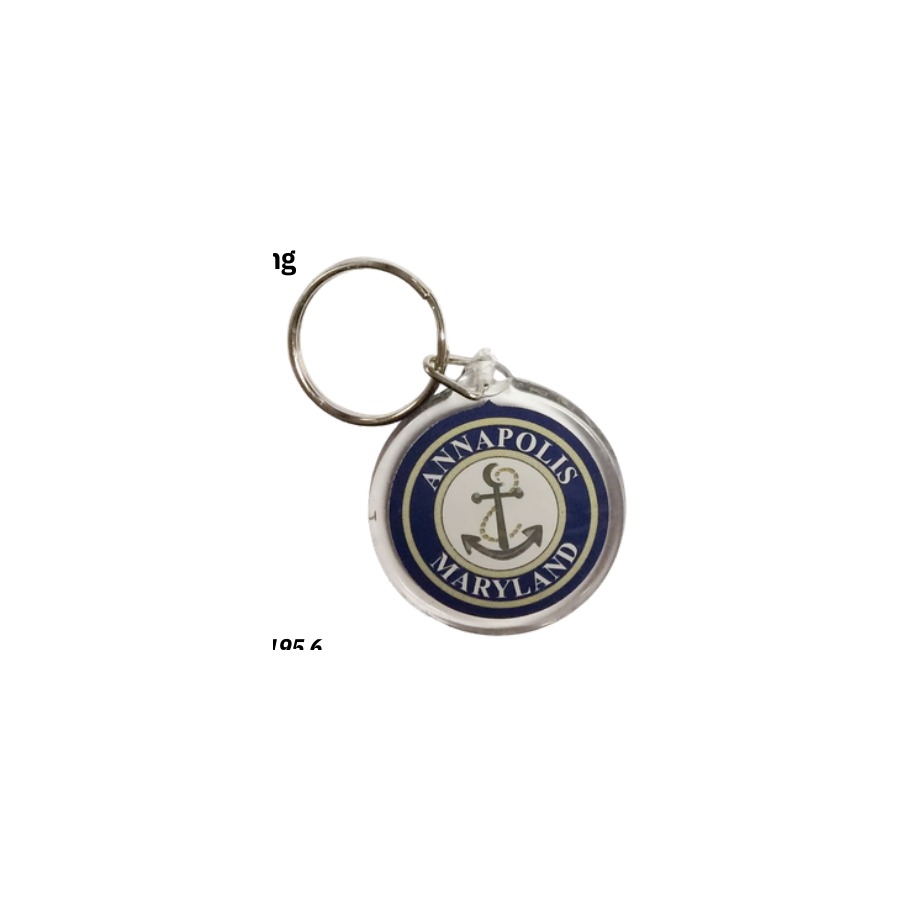 [65195] KEYRING LUCITE ANNAPOLIS ANCHOR ROUND