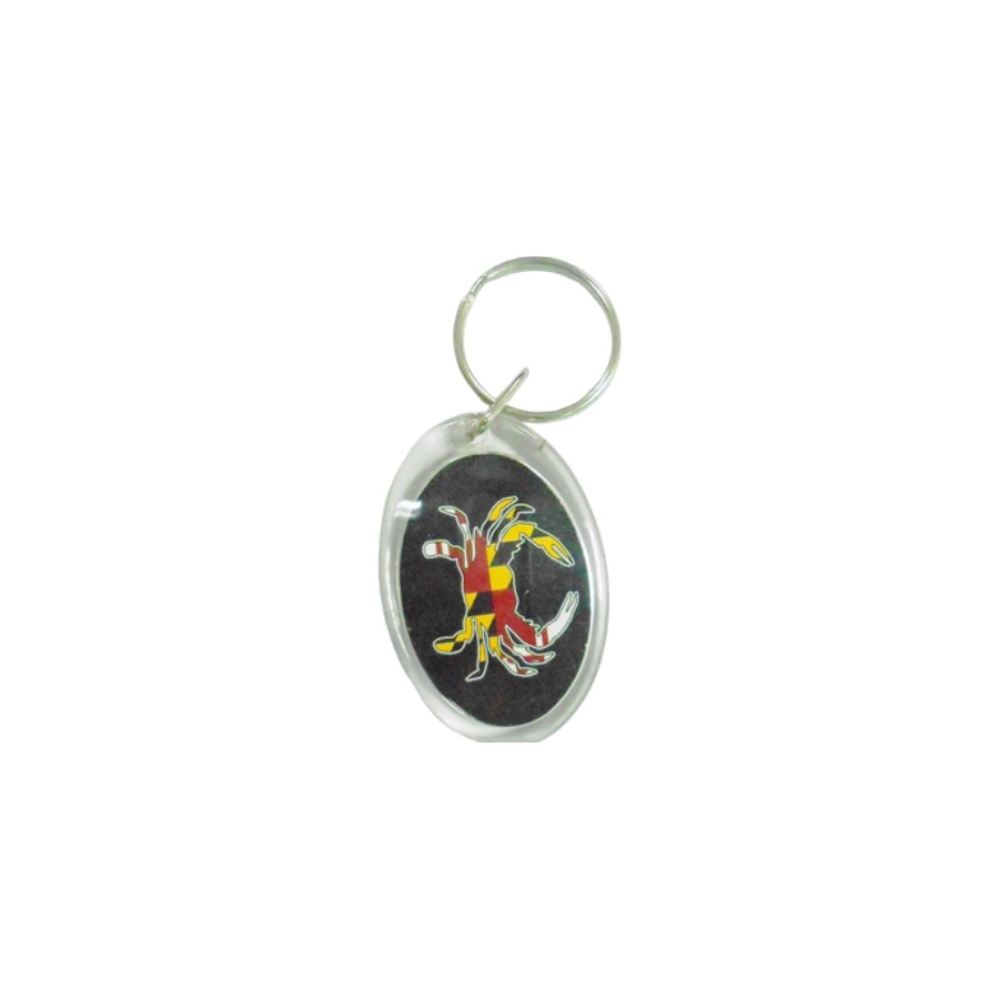[66095] LUCITE KEYRING MD CRAB FLAG OVAL