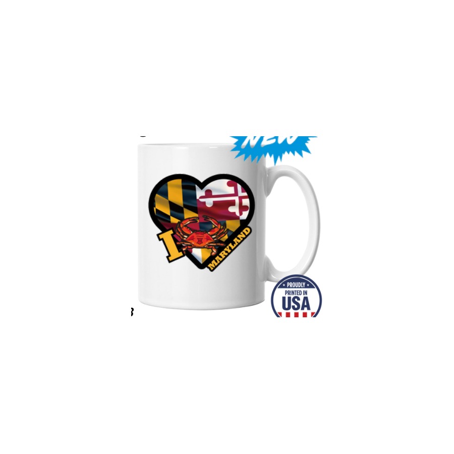 [66384] 11OZ MUG FULL WRAP I HEART MD FLAG RED CRAB
