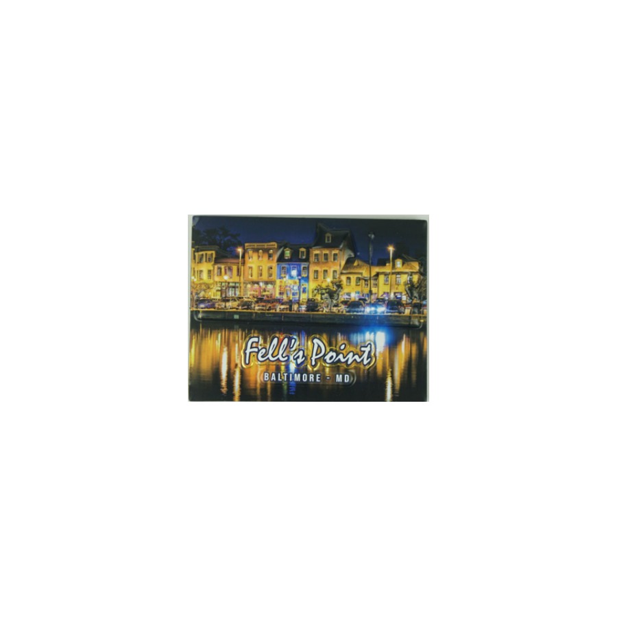 [66814] FELL'S POINT NIGHT SCENE PVC EMBOSSED MAGNET W/ GOLD HIGHLIGHTS