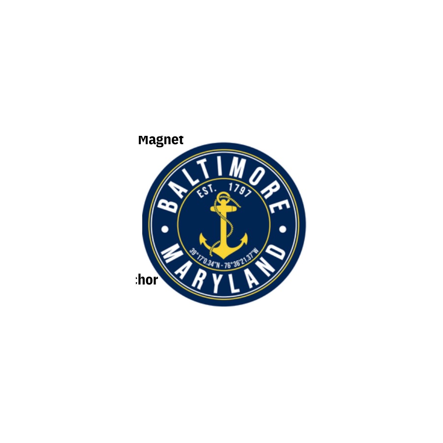 [66911] BALTIMORE NAVY GOLD ANCHOR 2.25" ROUND MAGNET