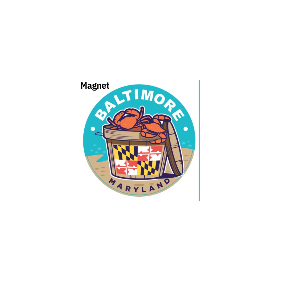 [66912] BALTIMORE CRAB BUSHEL MD FLAG 2.25" ROUND MAGNET