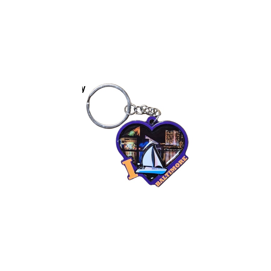[66934] BALTIMORE I HEART AQUARIUM PURPLE 2-LEVEL DECO KEYRING