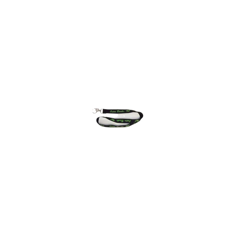 [74079] LANYARD OUTER BANKS BLACK / GREEN IMPRINT SCREEN OBX