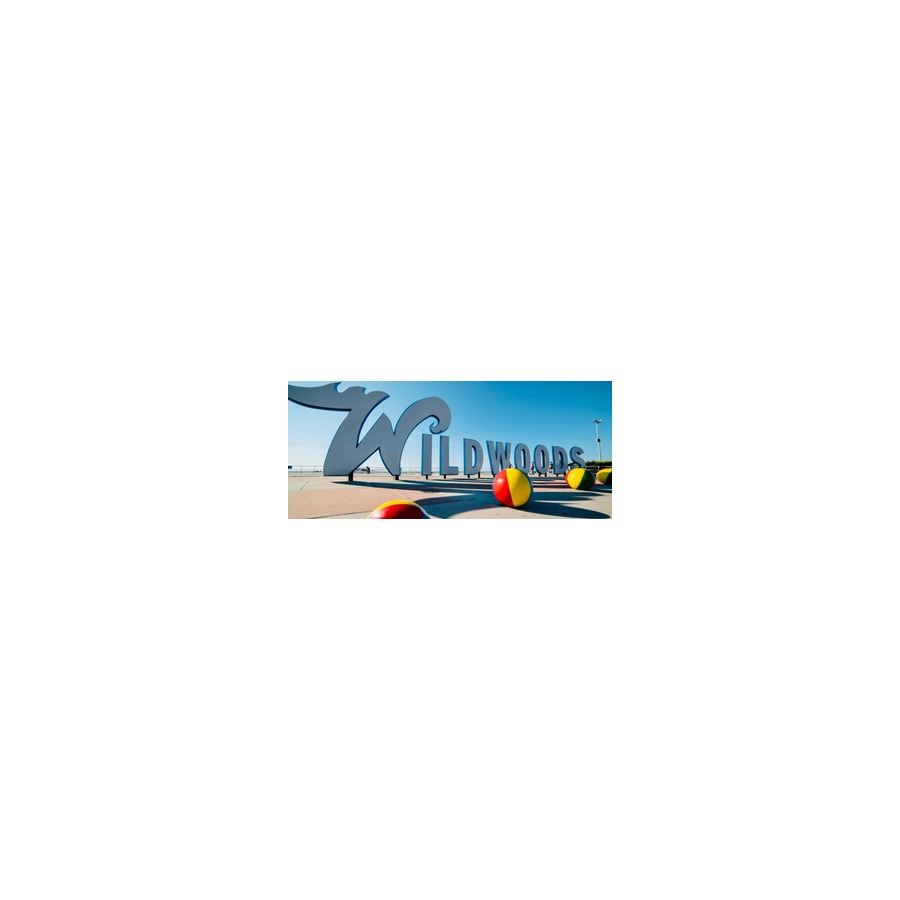 [06095] WILDWOOD SIGN BEACH BALLS MAGNET RECTANGLE EPOXY